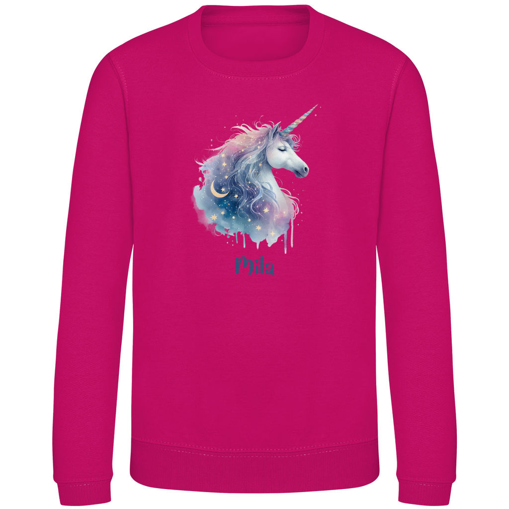 Kinder Sweatshirt Einhorn personalisiert mit Wunschname Geschenk Geburtstag