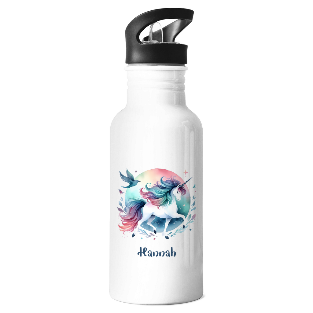 Edelstahl Trinkflasche Einhorn personalisiert mit Wunschname Geschenk Geburtstag