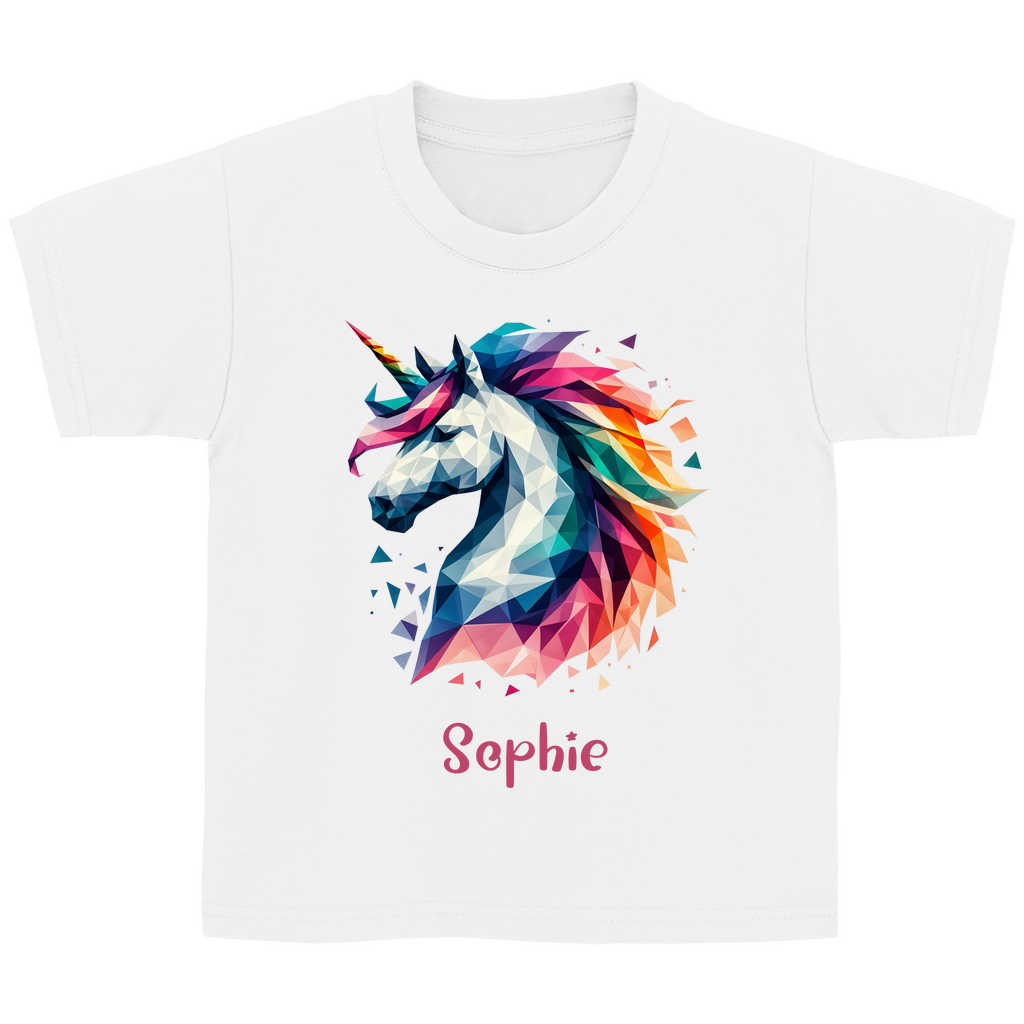 Kinder Basic T-Shirt Einhorn personalisiert mit Wunschname Geschenk Geburtstag