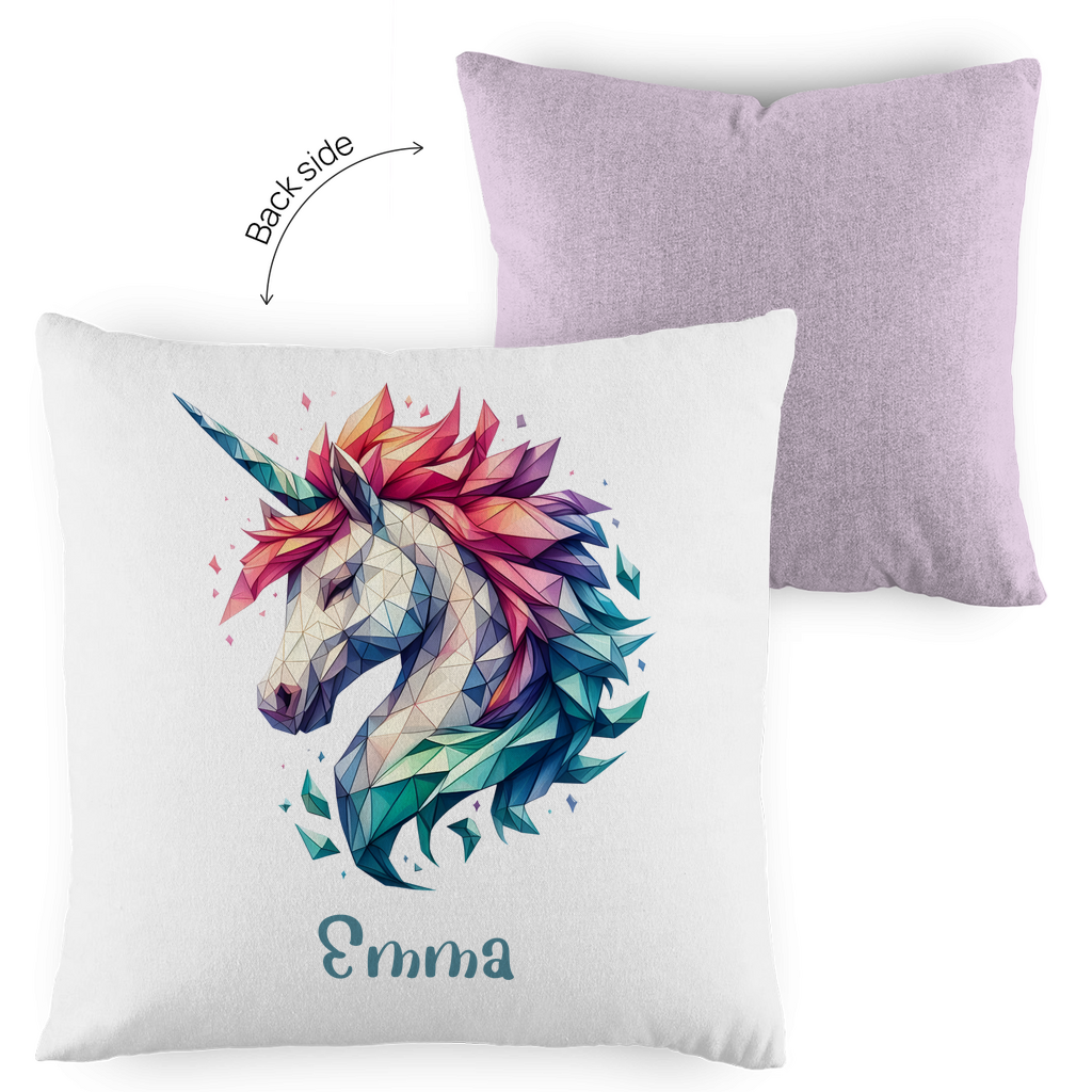 Kopfkissen Einhorn personalisiert mit Wunschname 40x40 cm mit Füllung zweifarbig