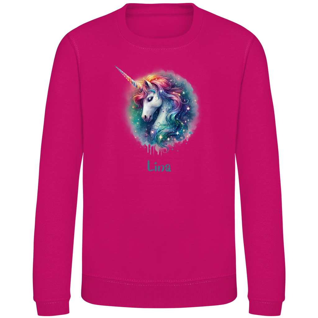 Kinder Sweatshirt Einhorn personalisiert mit Wunschname Geschenk Geburtstag