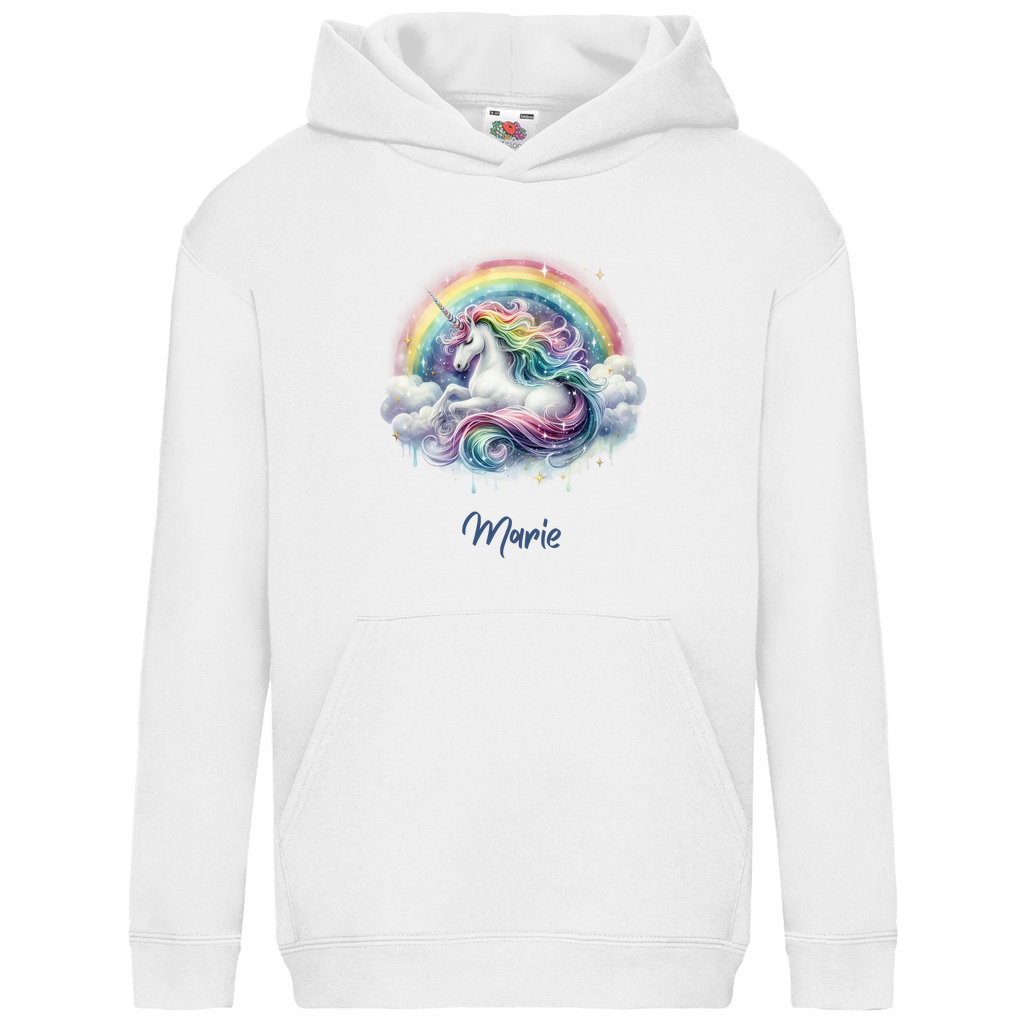 Kids Basic Bio Hoodie Einhorn personalisiert mit Wunschname Geschenk Geburtstag