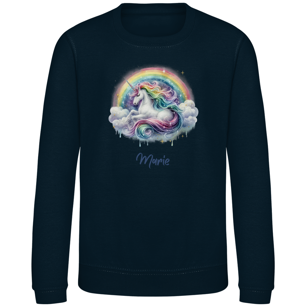 Kinder Sweatshirt Einhorn personalisiert mit Wunschname Geschenk Geburtstag
