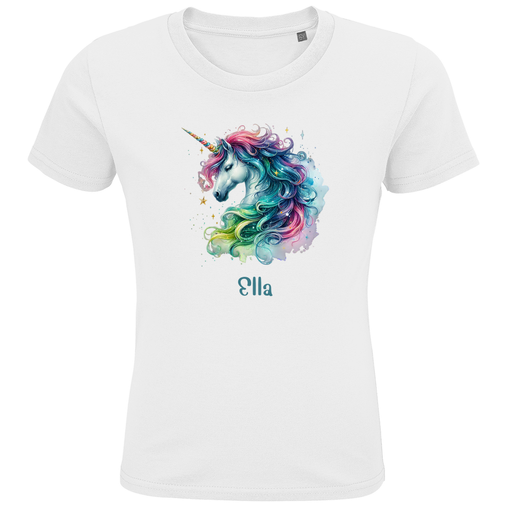 Kids Premium Bio T-Shirt Einhorn personalisiert mit Wunschname Geschenk Geburtstag