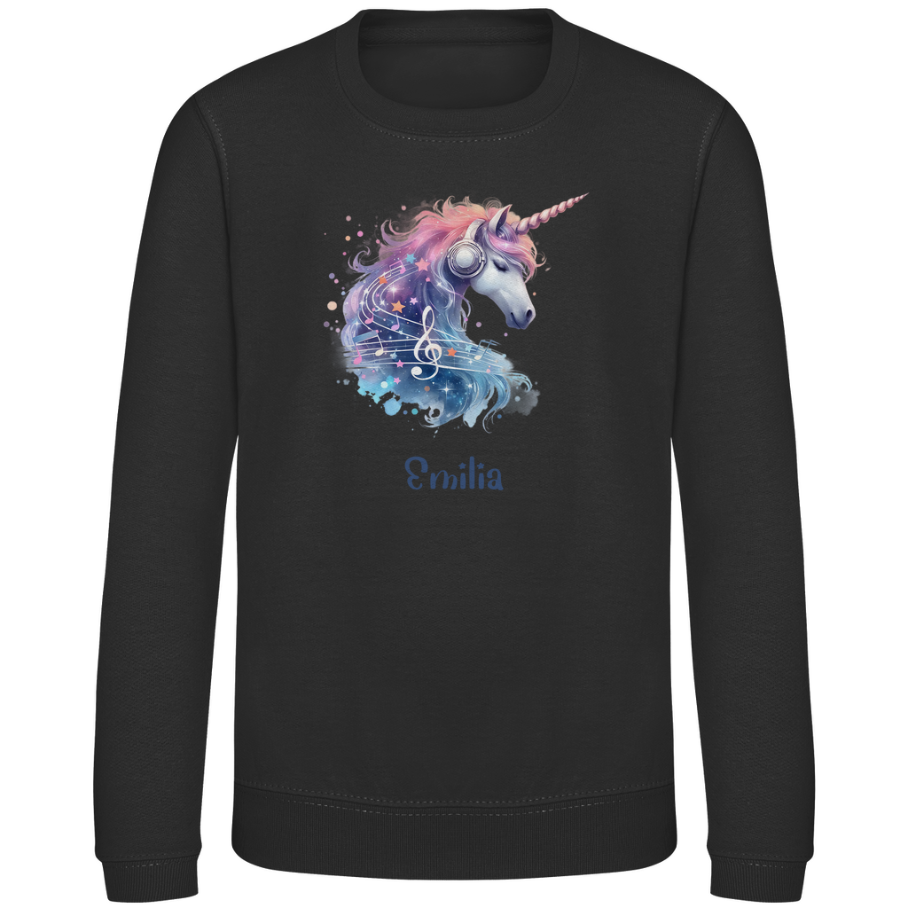 Kinder Sweatshirt Einhorn personalisiert mit Wunschname Geschenk Geburtstag