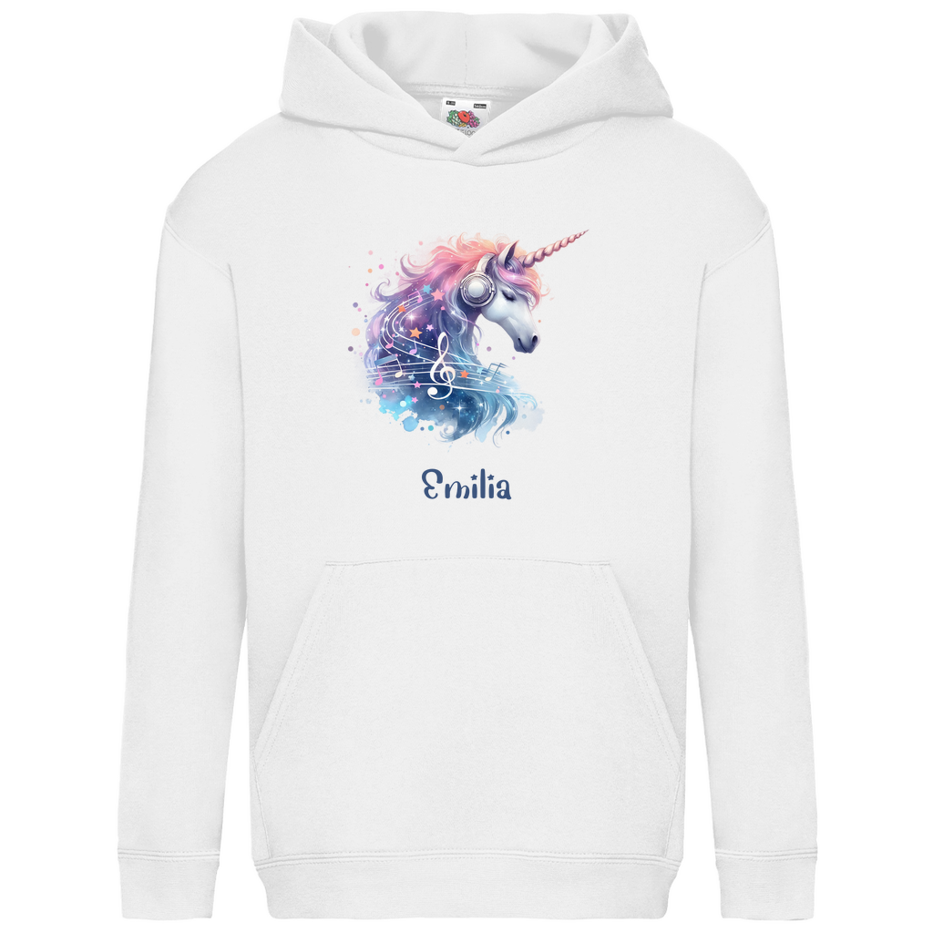 Kids Basic Bio Hoodie Einhorn personalisiert mit Wunschname Geschenk Geburtstag