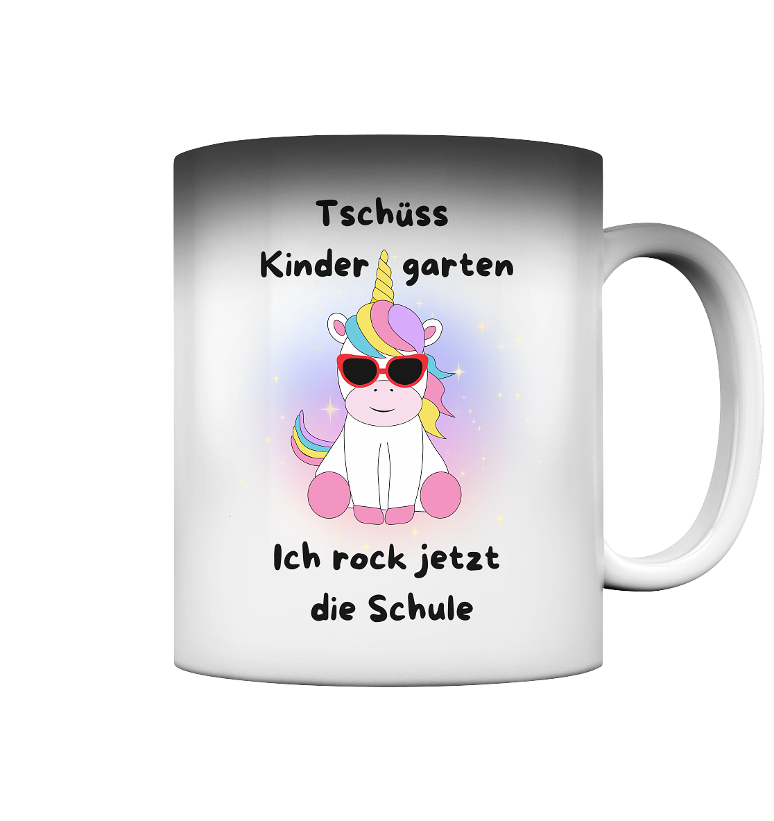Tasse Schulanfang 2024 Einhorn rockt die Schule Mädchen Zaubertasse