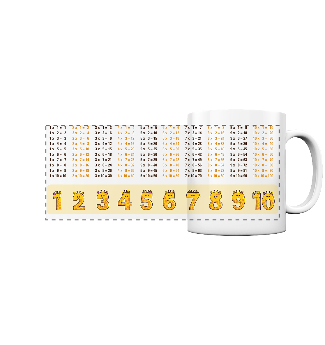 Lerntasse Mathe 1x1 Giraffe Zahlen Tasse Lernhilfe Schulkind Junge Mädchen