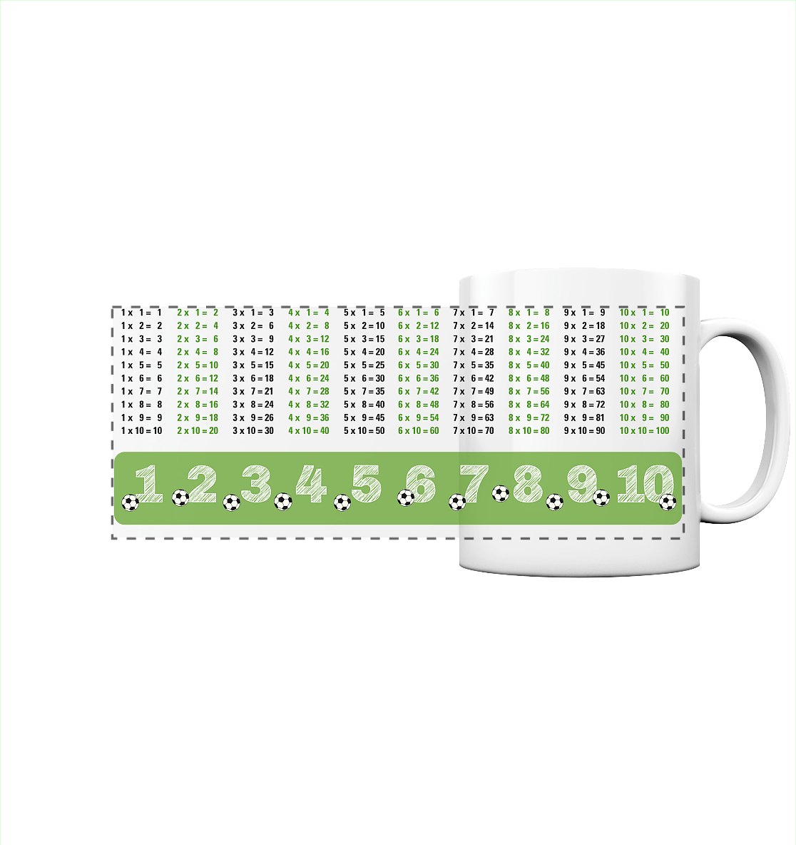 Lerntasse Mathe 1x1 Fußball Zahlen Tasse Lernhilfe Schulkind Junge Mädchen
