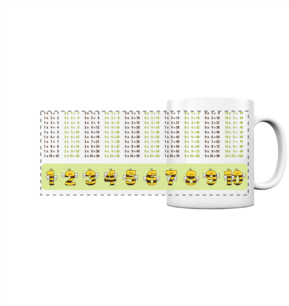 Lerntasse Mathe 1x1 Bienen Zahlen Tasse Lernhilfe Schulkind Junge Mädchen