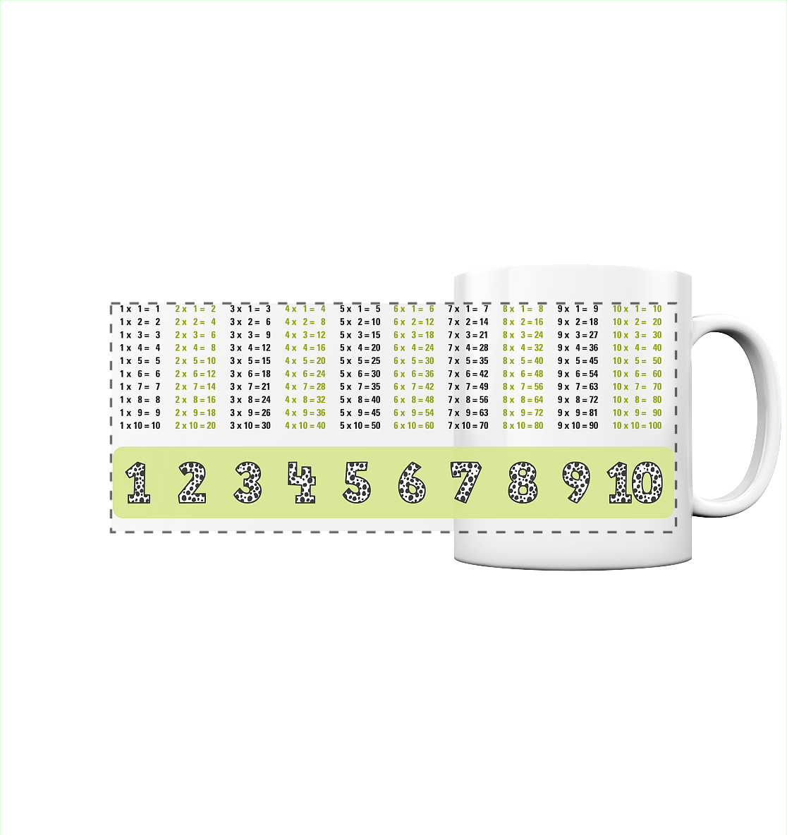 Lerntasse Mathe 1x1 Dalmatiner Zahlen Tasse Lernhilfe Schulkind Junge Mädchen