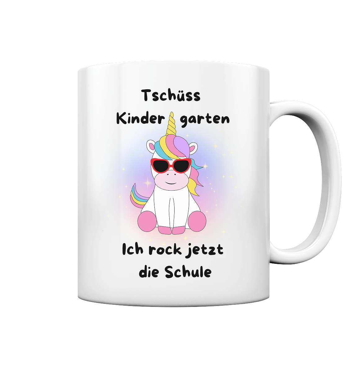 Tasse Schulanfang 2024 Einhorn rockt die Schule Mädchen Tasse weiß