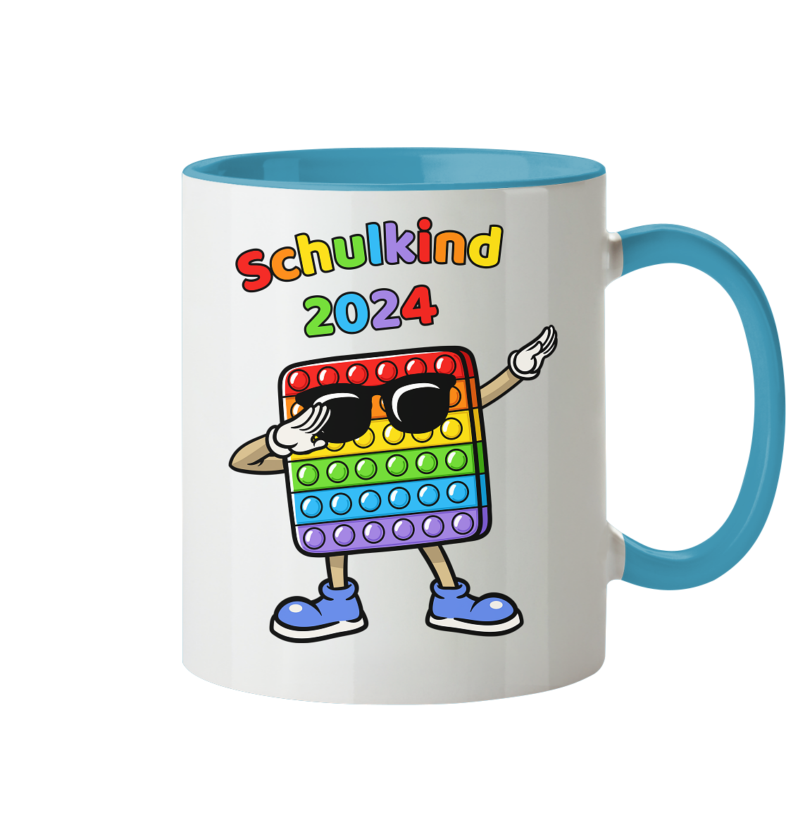 Tasse Schulanfang Pop it Schulkind 2024 Einschulung Junge Mädchen zweifarbig