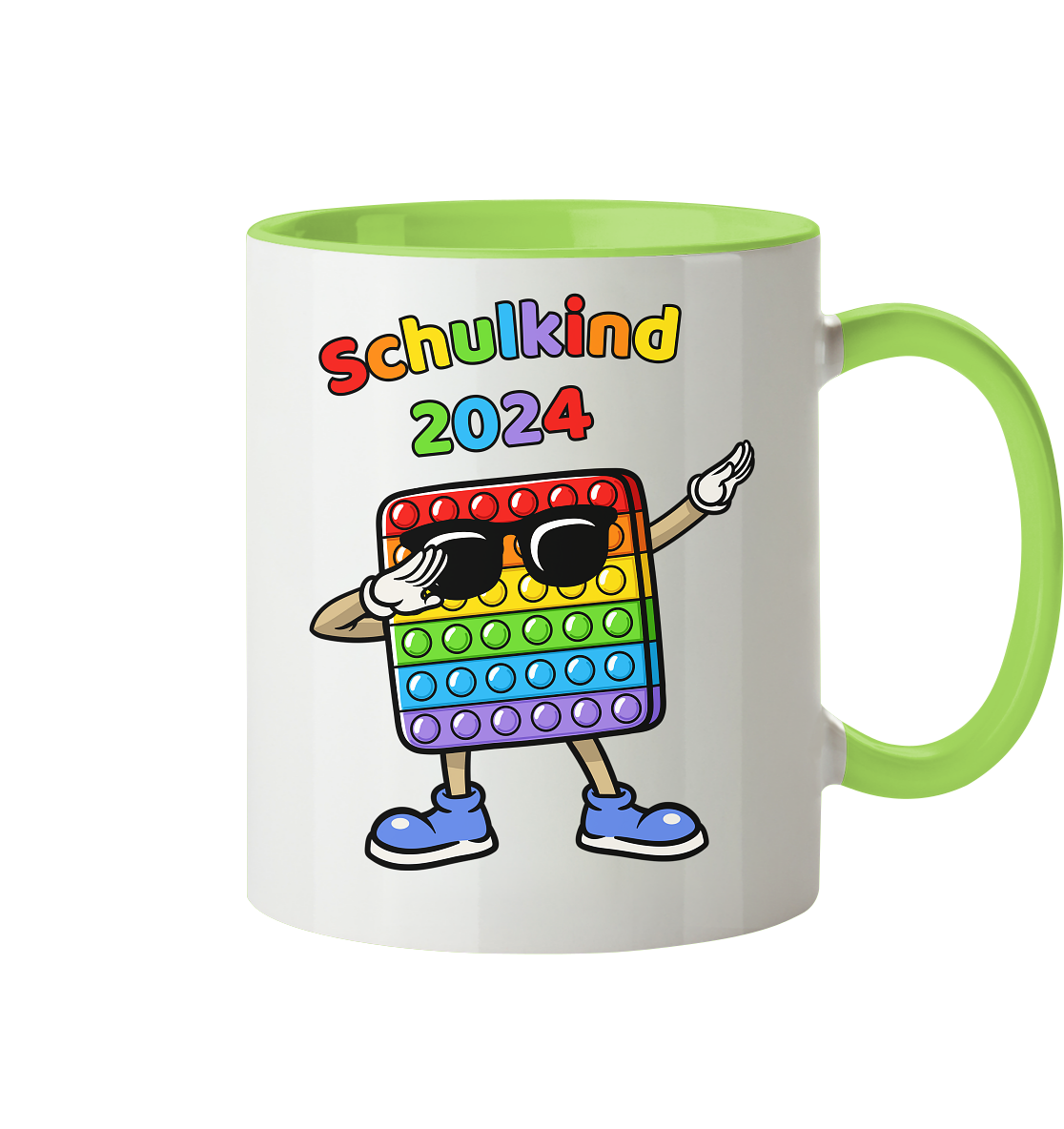 Tasse Schulanfang Pop it Schulkind 2024 Einschulung Junge Mädchen zweifarbig