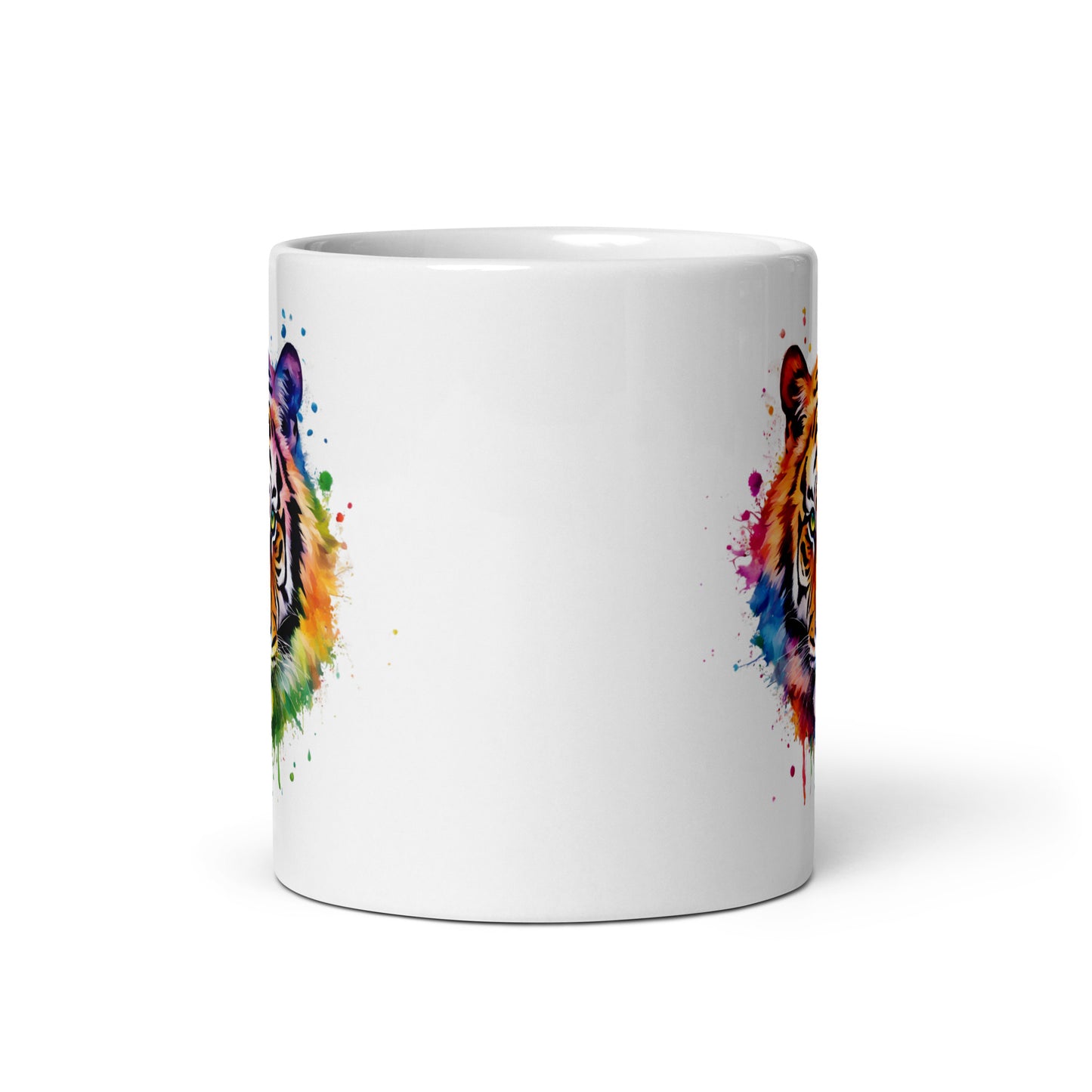 Tiger im Farbexplosion Stil auf weißer Tasse (320 ml)