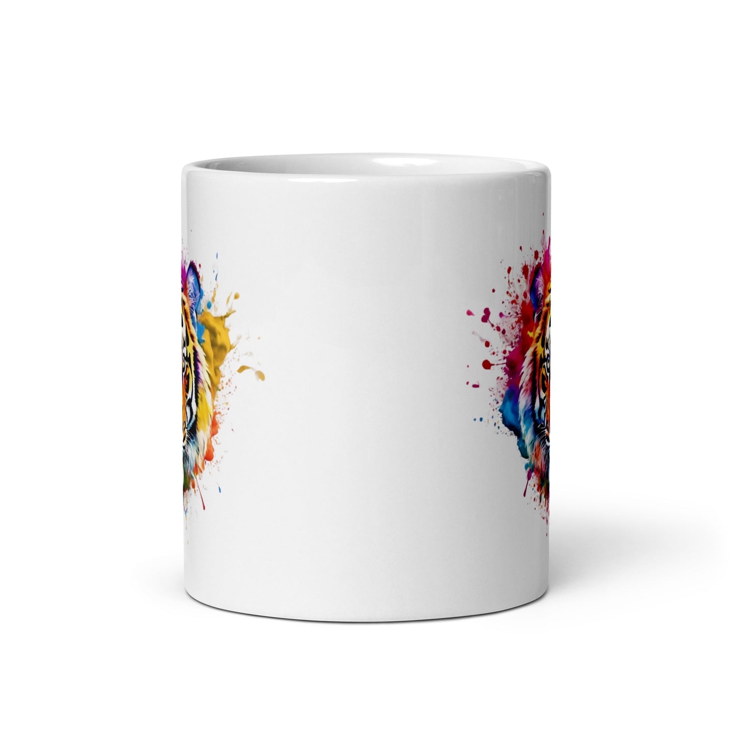 Tiger im Farbexplosion Stil auf weißer Tasse (320 ml)