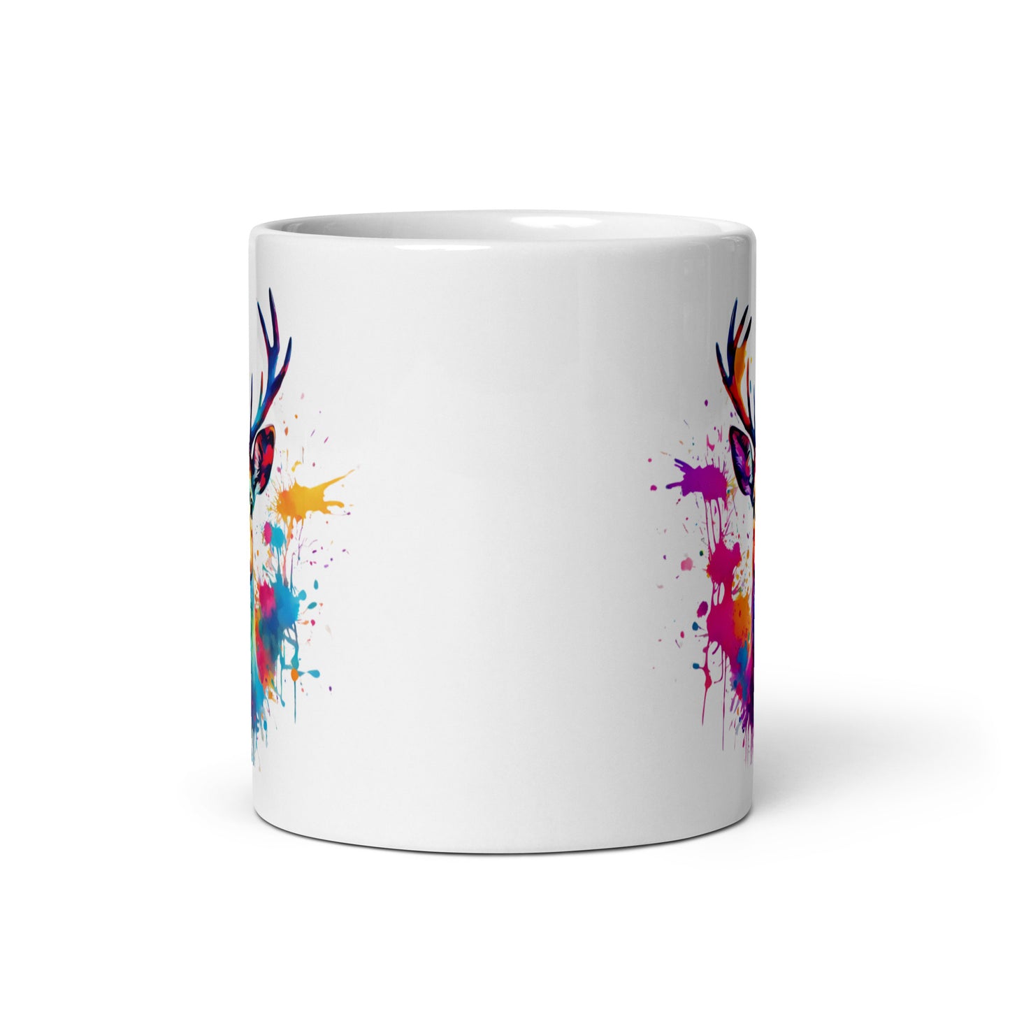 Hirsch im Farbexplosion Stil auf weißer Tasse (320 ml)