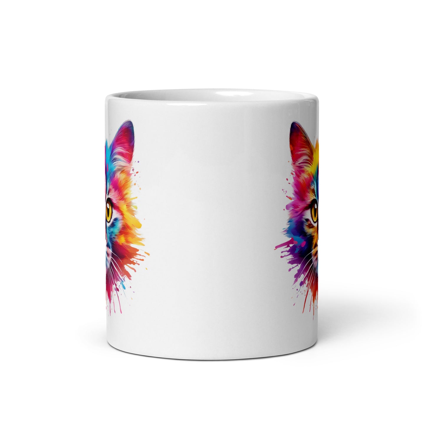 Katze im Farbexplosion Stil auf weißer Tasse (320 ml)