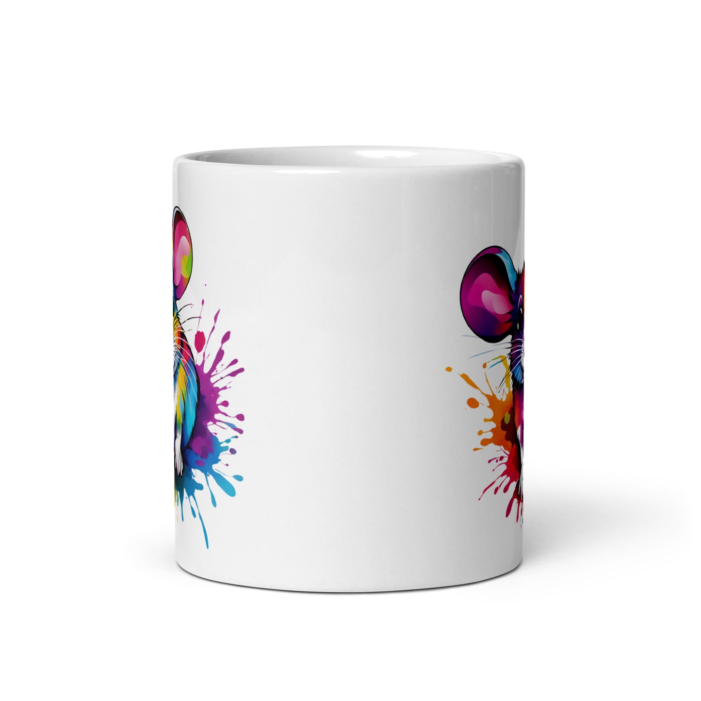 Maus im Farbexplosion Stil auf weißer Tasse (320 ml)