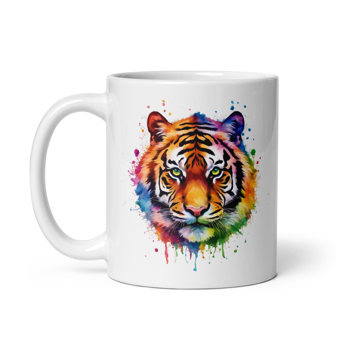 Tiger im Farbexplosion Stil auf weißer Tasse (320 ml)