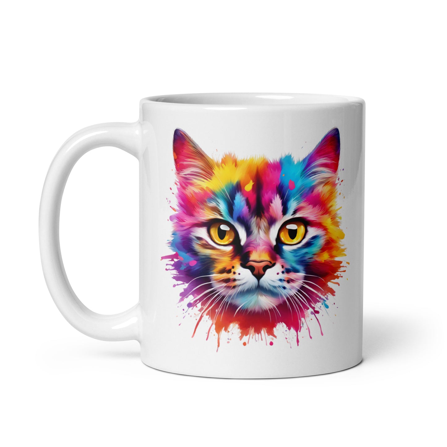 Katze im Farbexplosion Stil auf weißer Tasse (320 ml)