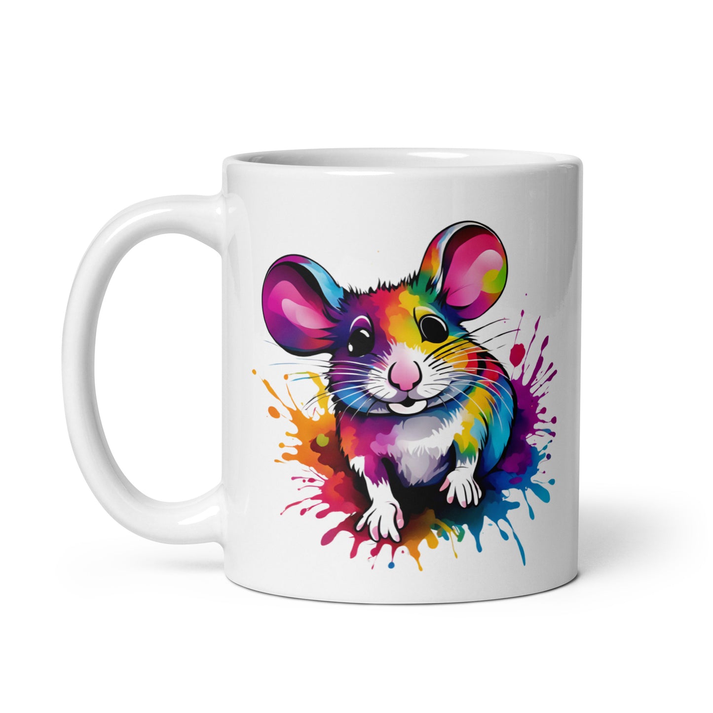 Maus im Farbexplosion Stil auf weißer Tasse (320 ml)