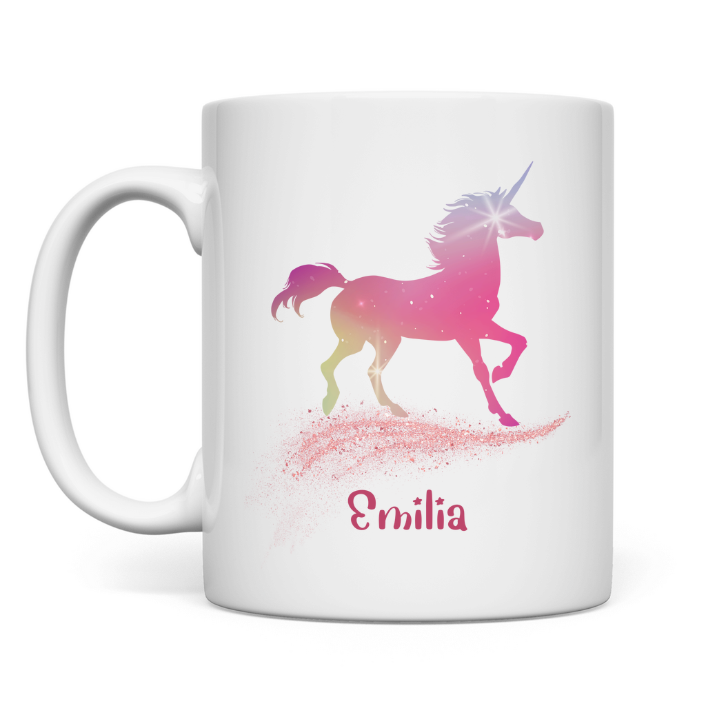 Tasse weiß Einhorn personalisiert mit Wunschname Geschenk Geburtstag