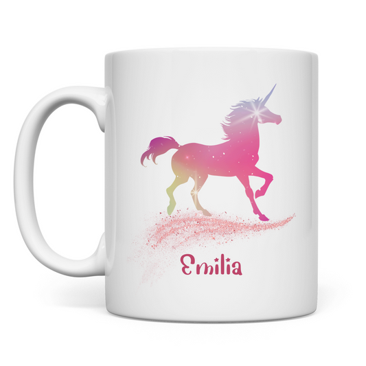 Tasse weiß Einhorn personalisiert mit Wunschname Geschenk Geburtstag