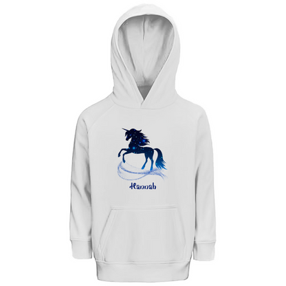 Kinder Premium Bio Hoodie Einhorn personalisiert mit Wunschname Geschenk
