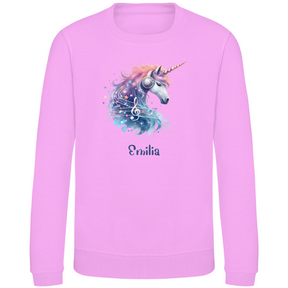 Kinder Sweatshirt Einhorn personalisiert mit Wunschname Geschenk Geburtstag