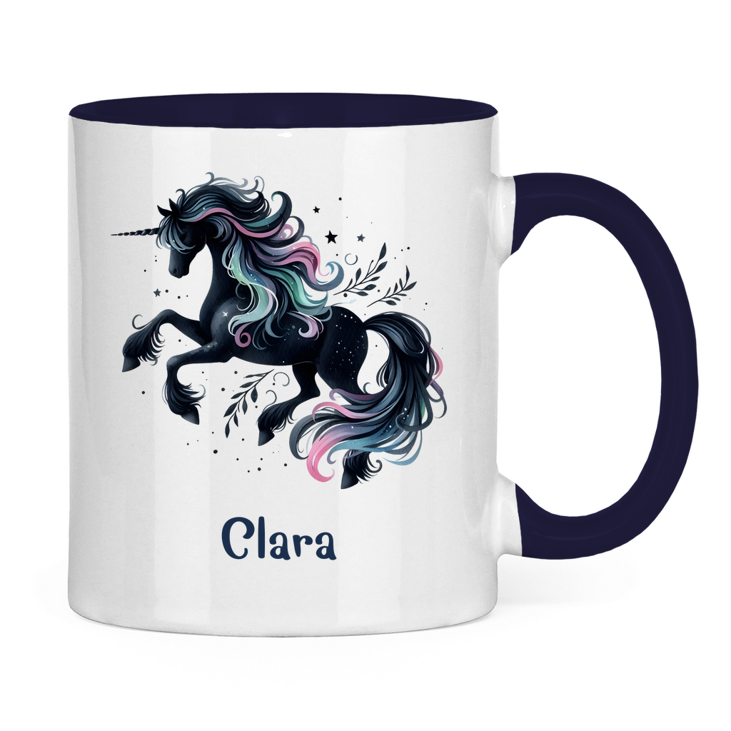 Tasse zweifarbig Einhorn personalisiert mit Wunschname Geschenk Geburtstag