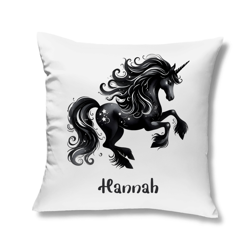Kopfkissen  Einhorn personalisiert mit Wunschname 40x40 cm mit Füllung weiss