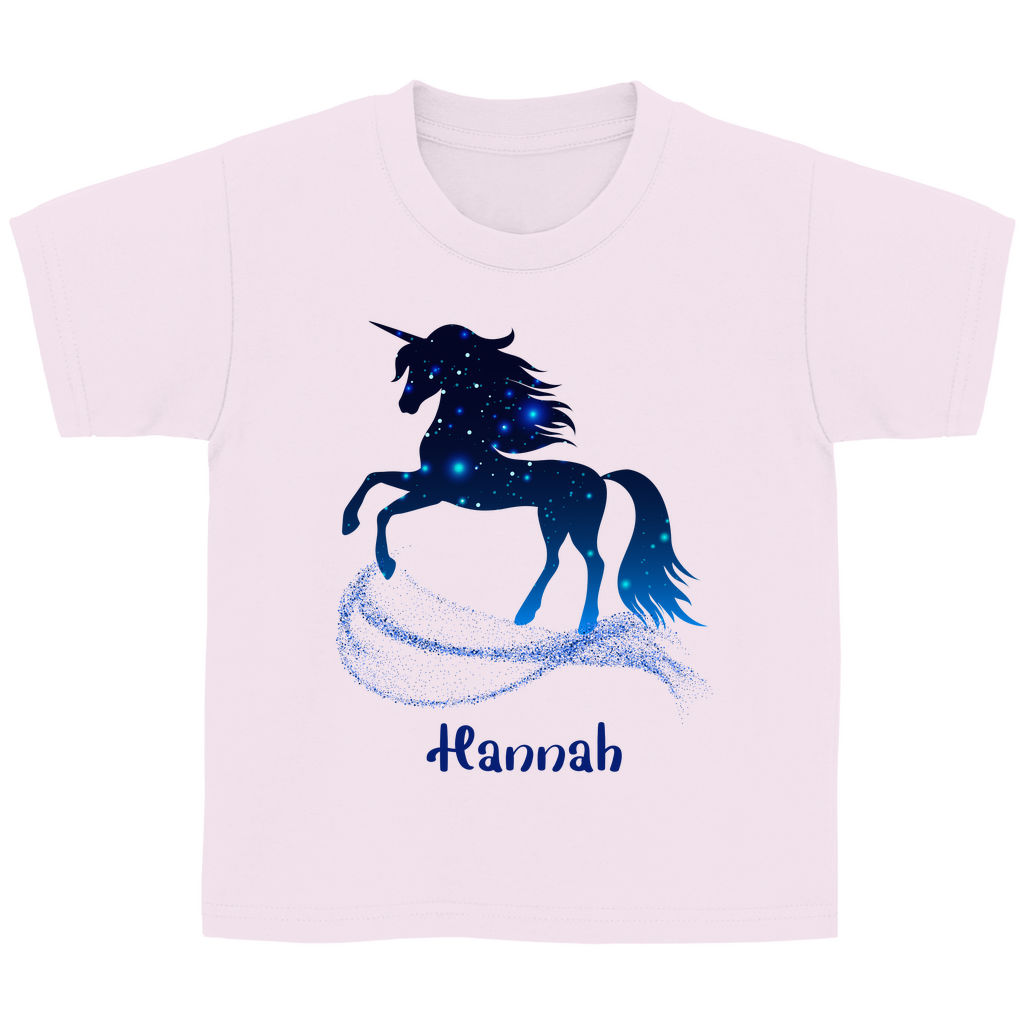 Kinder Basic T-Shirt Einhorn personalisiert mit Wunschname Geschenk Geburtstag