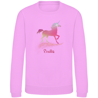 Kinder Sweatshirt Einhorn personalisiert mit Wunschname Geschenk Geburtstag