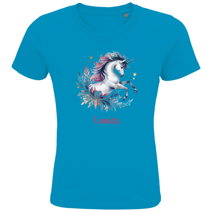 Kids Premium Bio T-Shirt Einhorn personalisiert mit Wunschname Geschenk Geburtstag