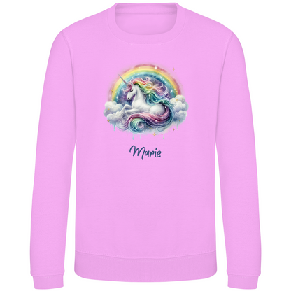 Kinder Sweatshirt Einhorn personalisiert mit Wunschname Geschenk Geburtstag