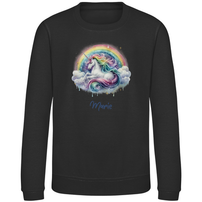 Kinder Sweatshirt Einhorn personalisiert mit Wunschname Geschenk Geburtstag