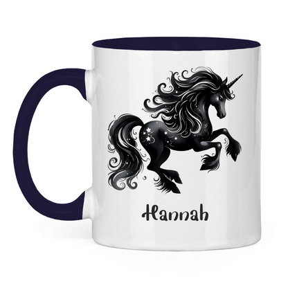 Tasse zweifarbig Einhorn personalisiert mit Wunschname Geschenk Geburtstag