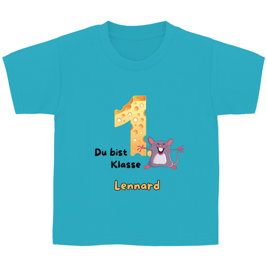 T-Shirt Schulanfang  personalisiert Maus Mädchen Junge Geschenk Einschulung