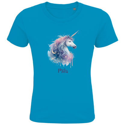 Kids Premium Bio T-Shirt Einhorn personalisiert mit Wunschname Geschenk Geburtstag