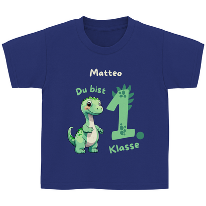 T-Shirt Schulanfang personalisiert Dinosaurier Junge Geschenk Einschulung Schultüte