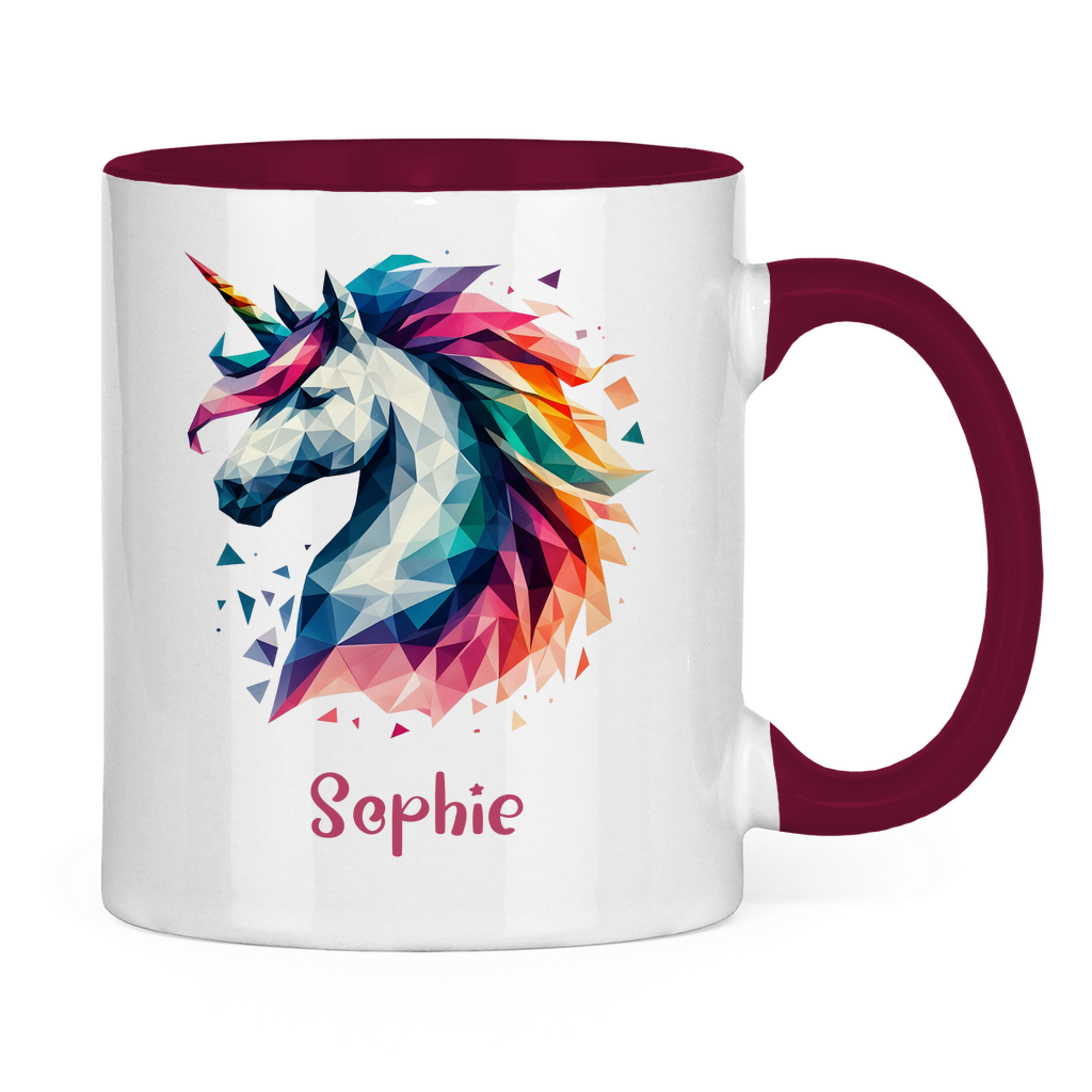 Tasse zweifarbig Einhorn personalisiert mit Wunschname Geschenk Geburtstag