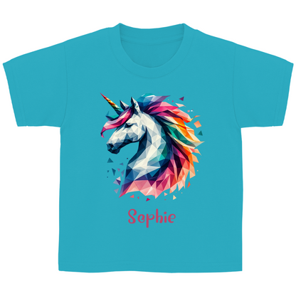 Kinder Basic T-Shirt Einhorn personalisiert mit Wunschname Geschenk Geburtstag