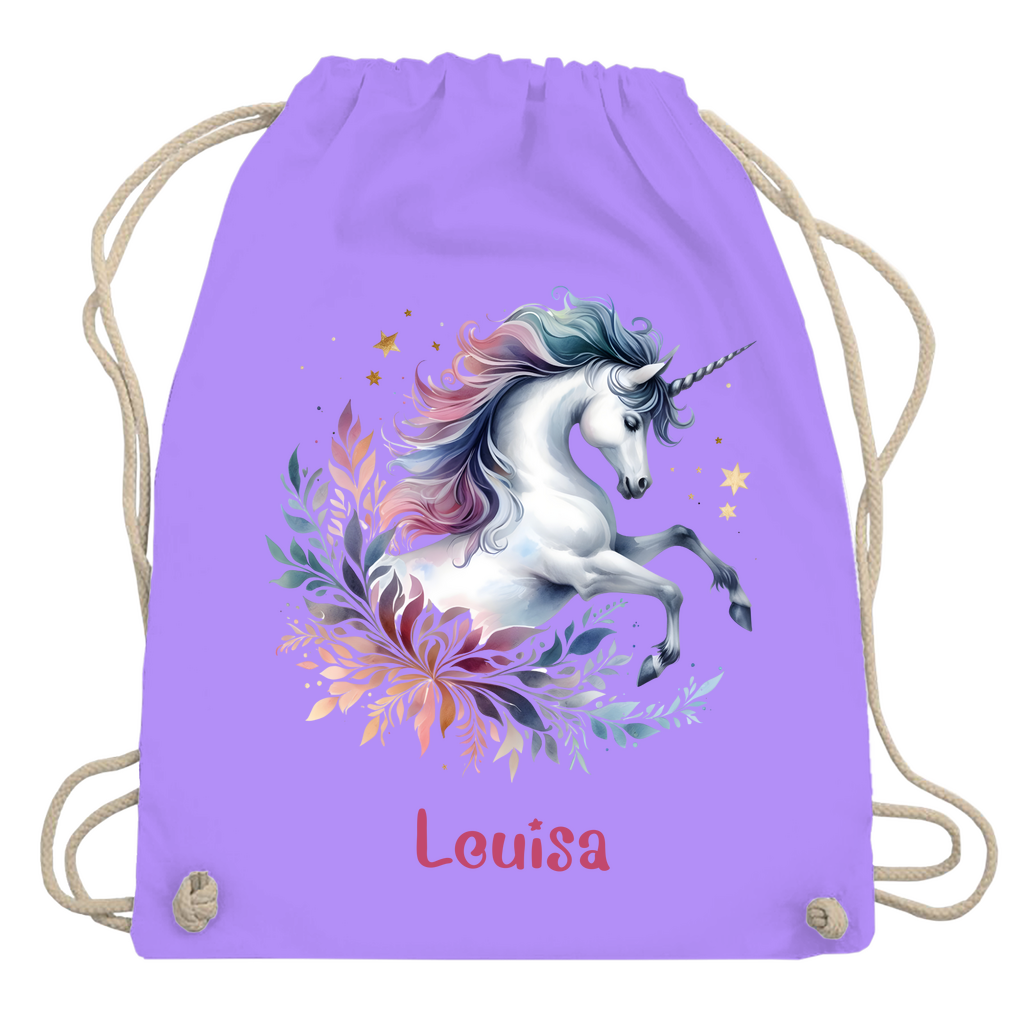 Turnbeutel Einhorn personalisiert mit Wunschname Geschenk Geburtstag