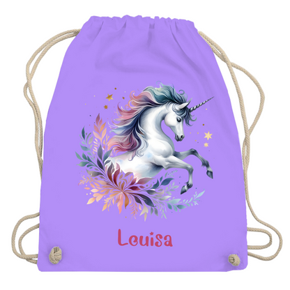 Turnbeutel Einhorn personalisiert mit Wunschname Geschenk Geburtstag