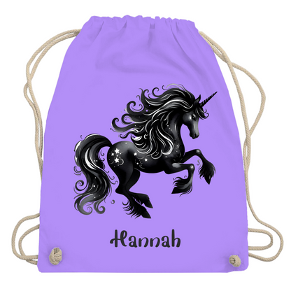 Turnbeutel Einhorn personalisiert mit Wunschname Geschenk Geburtstag