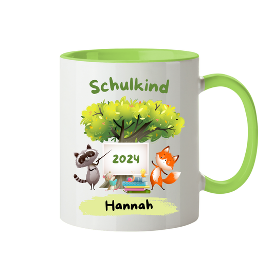 Personalisierte Tasse Schulanfang Tiere Wunschname Jungs Mädchen