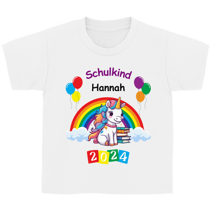 T-Shirt Schulanfang personalisiert Einhorn Mädchen Geschenk Einschulung Schultüte