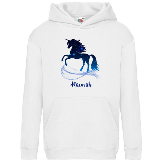 Kids Basic Bio Hoodie Einhorn personalisiert mit Wunschname Geschenk Geburtstag
