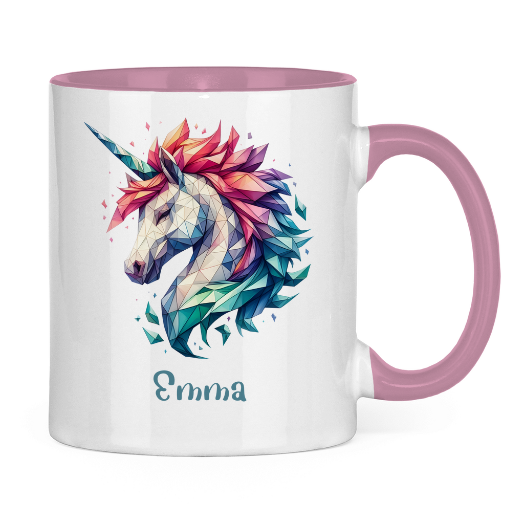Tasse zweifarbig Einhorn personalisiert mit Wunschname Geschenk Geburtstag